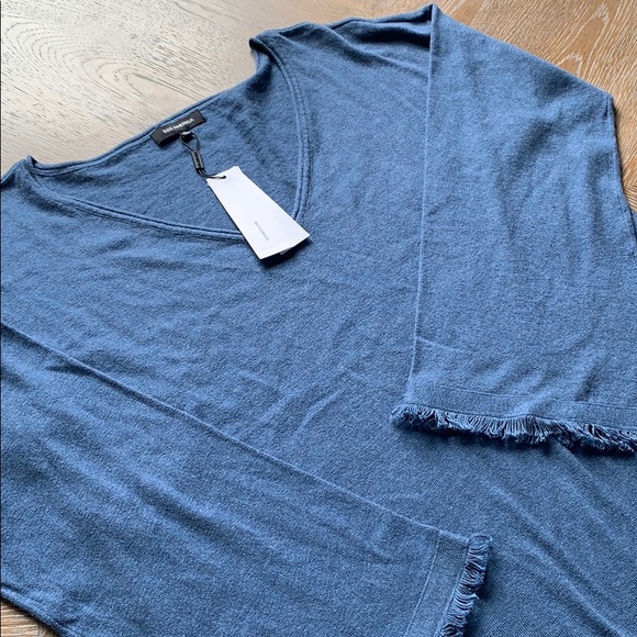 525 AMERICA Cashmere Blend VNeck Blue Frey Sweater - Picture 6 of 11